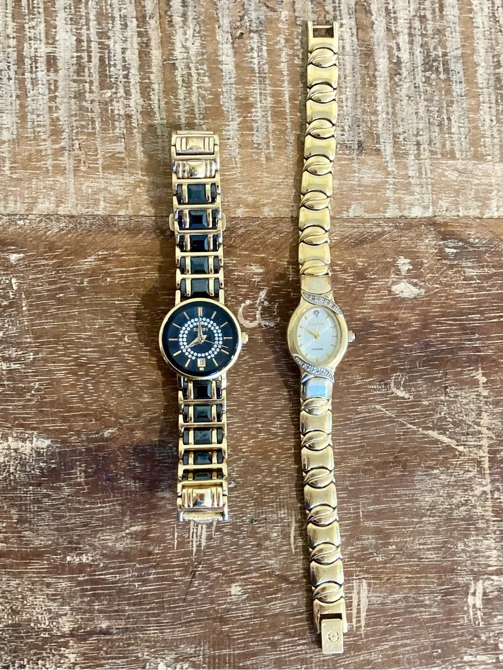 2 Broken Elgin Watches Lot Gold Tone
